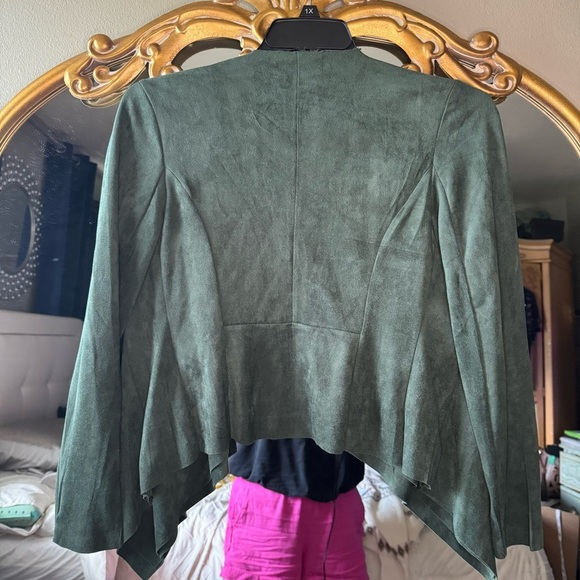 DO+BE green faux suede draped cardigan size small - Picture 5 of 8
